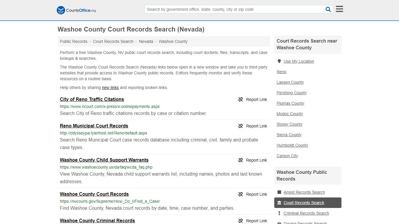 Washoe County Court Records Search (Nevada) - County Office